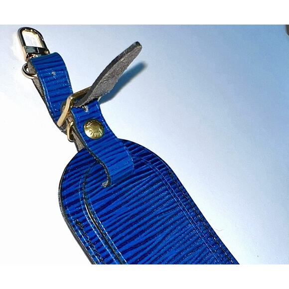 Louis Vuitton Blue Epi Bsg Name tag Leather w/ Poignet Strap Large Charm 1 Set - Picture 7 of 11